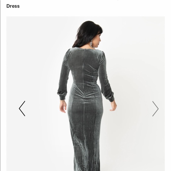 Voodoo Vixen Charcoal Grey 1930s Maxi Dress - Picture 2 of 4